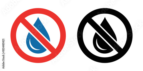 Clear prohibition signs indicating no water or liquid is allowed.