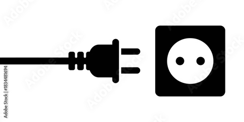 Simple illustration of an electrical plug and socket ready to connect
