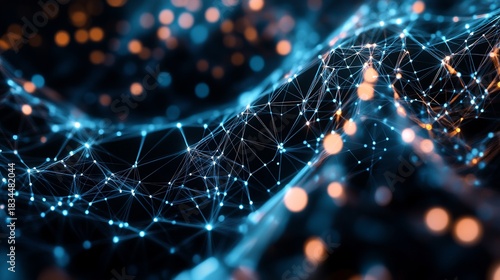 Stunning abstract network with glowing connections for innovative technology concepts and futuristic digital designs, conveying connectivity and data flow