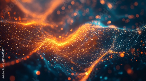 Dynamic technology network with glowing nodes for modern business solutions and futuristic communication designs, ideal for innovative projects