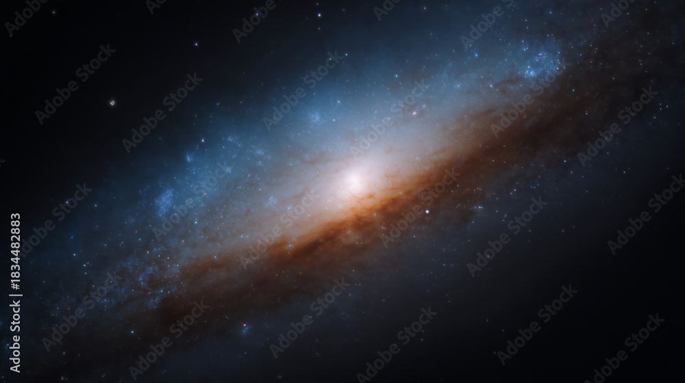 Fototapeta premium Stunning spiral galaxy in deep space with vibrant colors and celestial bodies