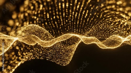 Abstract glowing particle stream on black background animation
