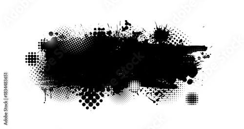Black blot isolated on white background. Hand drawn. Not AI, vector illustration.