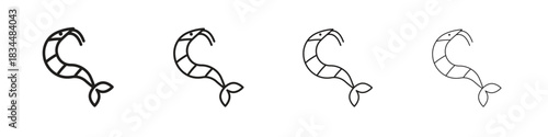 Shrimp icon set. A collection of simple black thin strokes icons