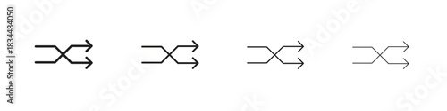 Shuffle icon set. A collection of simple black thin strokes icons