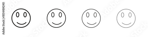 Smile icon set. A collection of simple black thin strokes icons