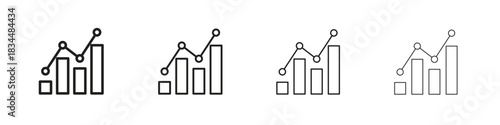 Stats icon set. A collection of simple black thin strokes icons
