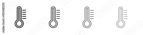 Temperature icon set. A collection of simple black thin strokes icons