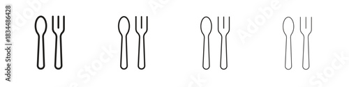 Utensils icon set. A collection of simple black thin strokes icons