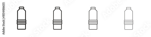 Water bottle icon set. A collection of simple black thin strokes icons