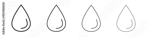 Water drop icon set. A collection of simple black thin strokes icons