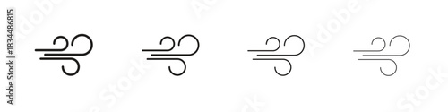 Wind icon set. A collection of simple black thin strokes icons