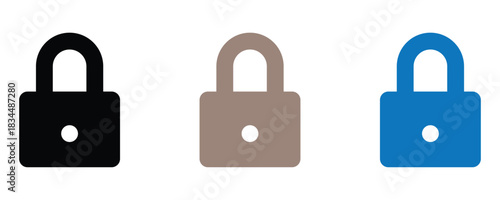 Secure your data with these sleek padlock icons, available in multiple colors, perfect for websites and apps needing a modern security symbol