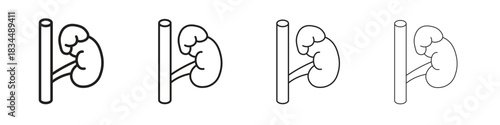 Adrenal gland icons, Set of linear icons. Black linear palm icons