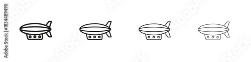 Airship icons, Set of linear icons. Black linear palm icons