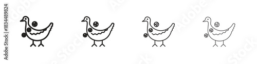 Avian Influenza icons, Set of linear icons. Black linear palm icons