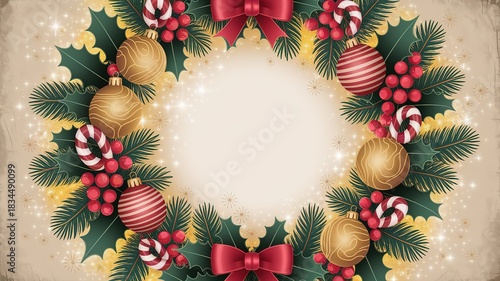 hires for Christmas background new year and presentation 16 9 size with items flower and decoration with gifts, accessories and colored balls 
