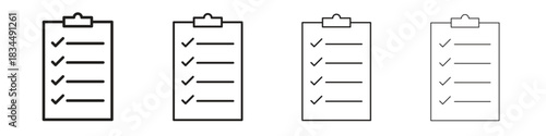 Checklist icons, Set of linear icons. Black linear palm icons