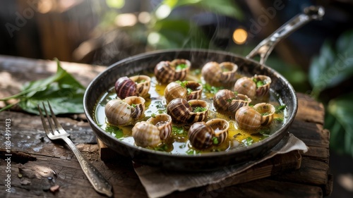 National dishes of Vanuatu cuisine. 
Snails are baked in their own shells with fragrant oil.