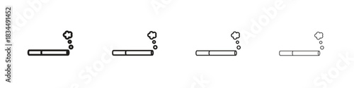 Cigarette icons, Set of linear icons. Black linear palm icons
