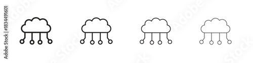 Cloud computing icons, Set of linear icons. Black linear palm icons