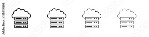 Cloud server icons, Set of linear icons. Black linear palm icons