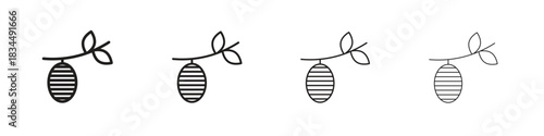 Cocoon icons, Set of linear icons. Black linear palm icons
