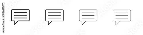 Comment icons, Set of linear icons. Black linear palm icons