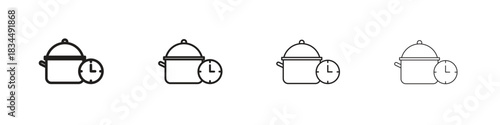 Cooking time icons, Set of linear icons. Black linear palm icons