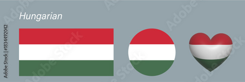 set of  Hungary flag icon vector illustration