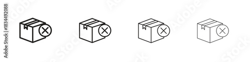 Delivery cancelled icons, Set of linear icons. Black linear palm icons