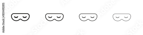 Eye mask icons, Set of linear icons. Black linear palm icons