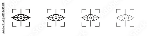Eye tracking icons, Set of linear icons. Black linear palm icons