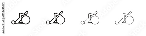 Fitness Ball icons, Set of linear icons. Black linear palm icons