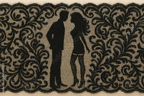 detail of a black lace band AI generated