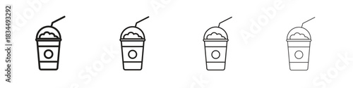 Frappuccino icons, Set of linear icons. Black linear palm icons