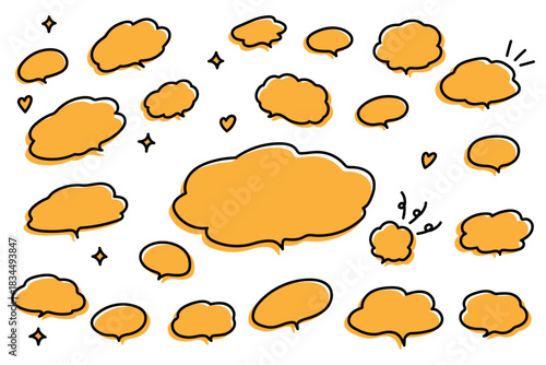 ポップで可愛い手書き風のラフな吹き出し