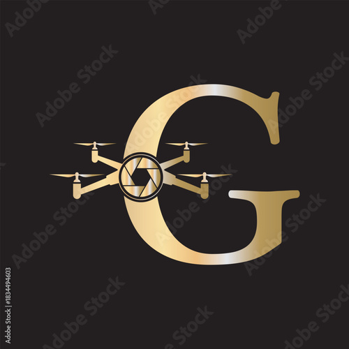 Initial Drone Logo combine with letter G vector template