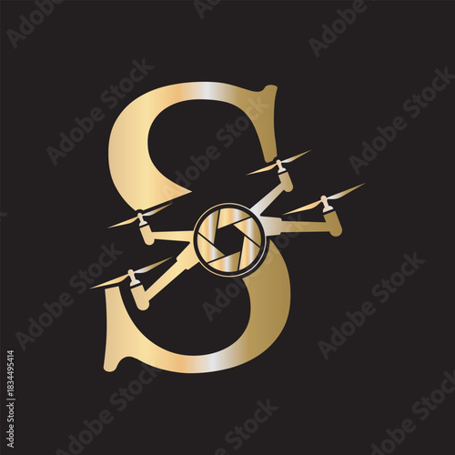 Initial Drone Logo combine with letter S vector template