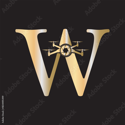 Initial Drone Logo combine with letter W vector template