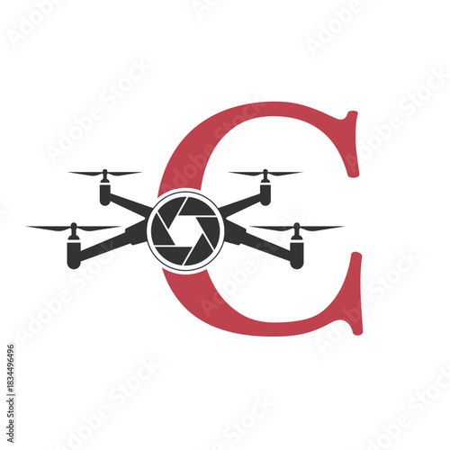 Initial Drone Logo combine with letter C vector template