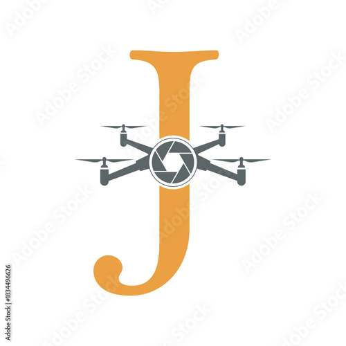 Initial Drone Logo combine with letter J vector template