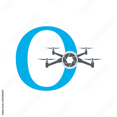 Initial Drone Logo combine with letter O vector template