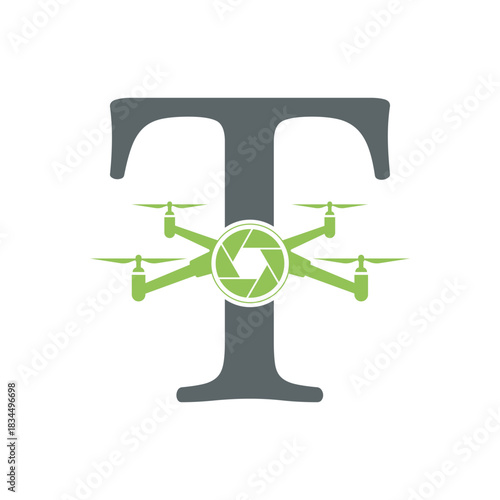 Initial Drone Logo combine with letter T vector template