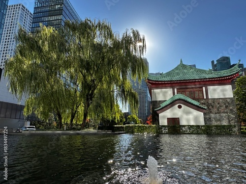 chinese pavilion in the park