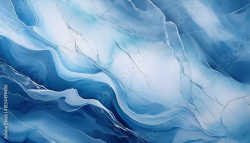 pale blue marble with misty white veins forming a sky like texture surface resembling frozen clouds in smooth stone complex stone formations in an abstract rocky landscape