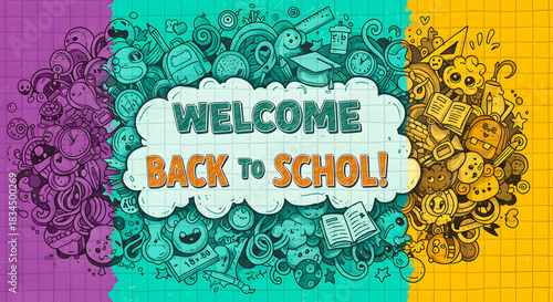 Welcome Back to School Doodles Fun Background