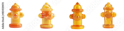 Collection of vibrant fire hydrants, perfect for safety campaigns, urban planning visuals, and community outreach programs designed with bold, eye-catching appeal