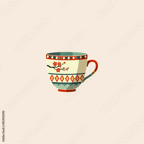 Japanese tea cup icon flat vector design.