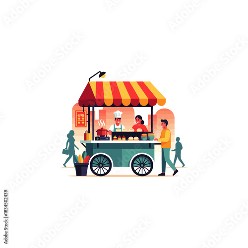 Street food cart icon flat vector design.